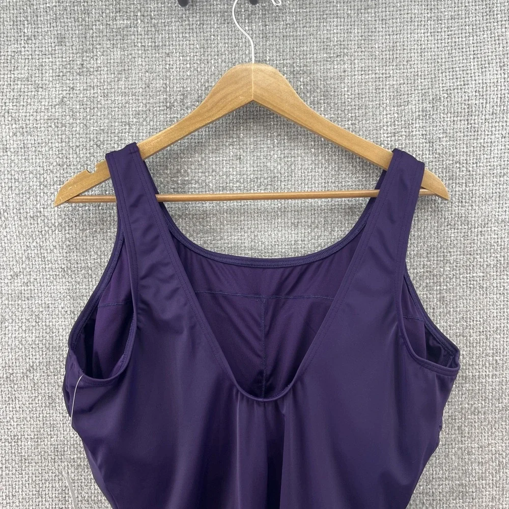 L.L. Bean Women's Swimsuit Size 24W Mast Purple Padded Self Bra Lycra Extra Life